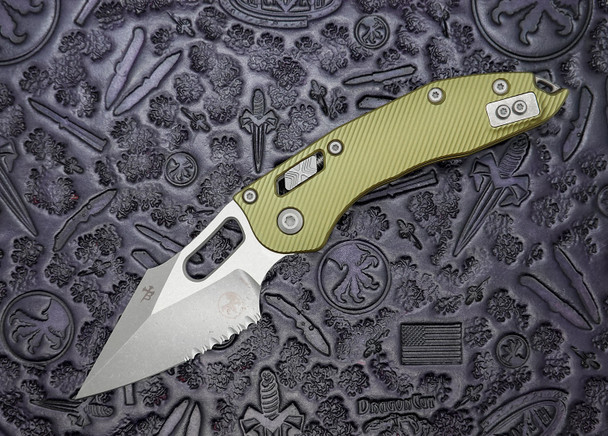 Microtech Stitch RAM-LOK Manual Folding Knife – OD Green Handle, Apocalyptic Spear Point Combo Blade