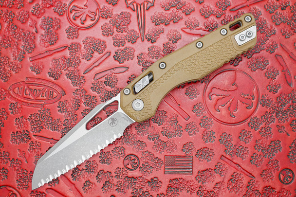 Microtech MSI RAM-LOK Manual Folding Knife Apocalyptic Modified Sheepsfoot Fully Serrated Blade, Dark Earth Injection Molded Polymer Handle