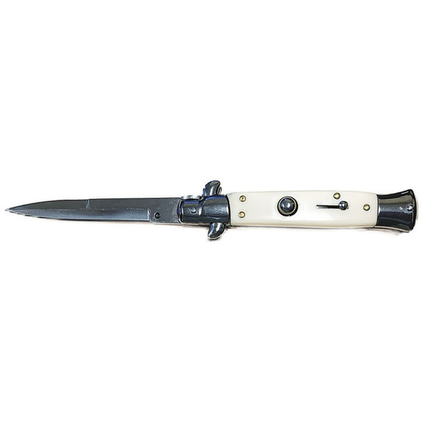 Italian Style Stiletto Switchblade - Standard Size - Faux Ivory Handle
