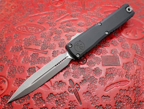 Microtech Ultratech ZBP (Zero Blade Play) OTF Automatic - Double Edge, Black Handle, Apocalyptic Blade