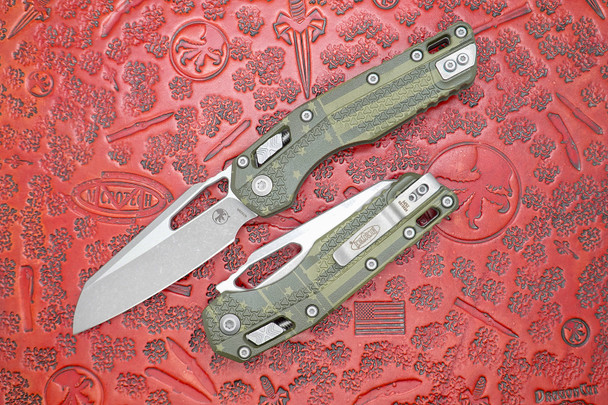 Microtech MSI RAM-LOK Manual Folding Knife – OD Green Flag (M390MK Apocalyptic Blade)