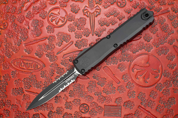 Microtech Ultratech Gen III ZBP OTF Automatic Knife – Black Handle, Dagger Serrated Blade