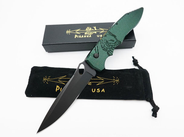 Piranha Predator Green Tactical Automatic Knife