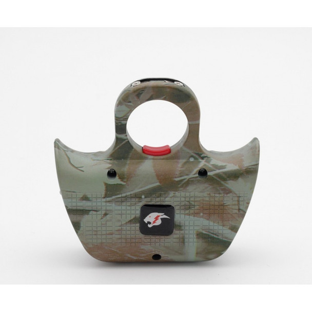 Green camouflage Cheetah CH-70GC Mini Jogger stun gun with ergonomic finger retention grip and compact polymer self-defense design.