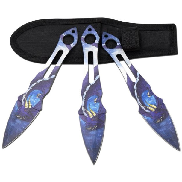 nake Eye Tactical dragon throwing knives set of three with nylon sheath