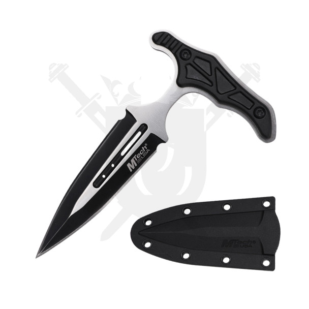 MTech USA MT-FIX002BK fixed blade dagger with satin finish blade and molded ABS sheath