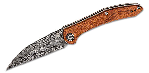 CIVIVI Dylan Mallery Hadros Folding Knife Damascus Wharncliffe Blade, Cuibourtia Wood Handles