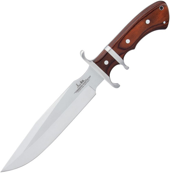 Gil Hibben Sub-Hilt Fighter knife with long mirror polished blade and bloodwood handle