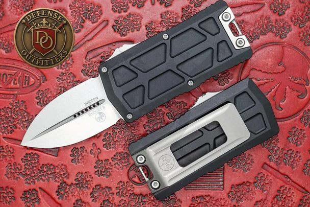 Microtech Exocet II D/E OTF automatic knife black handle stonewashed