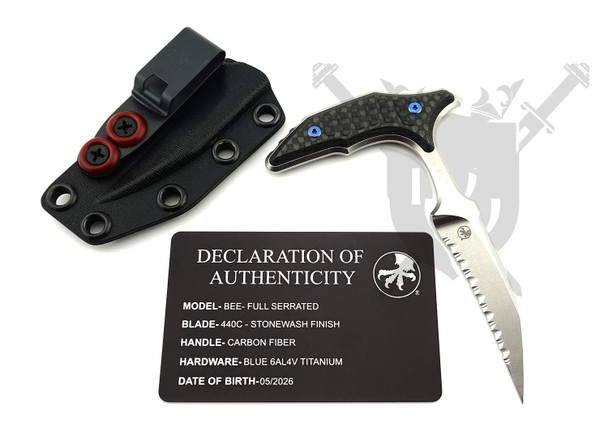 Microtech Marfione Select Bee 218-12MS5 push dagger with Kydex sheath and Declaration of Authenticity card