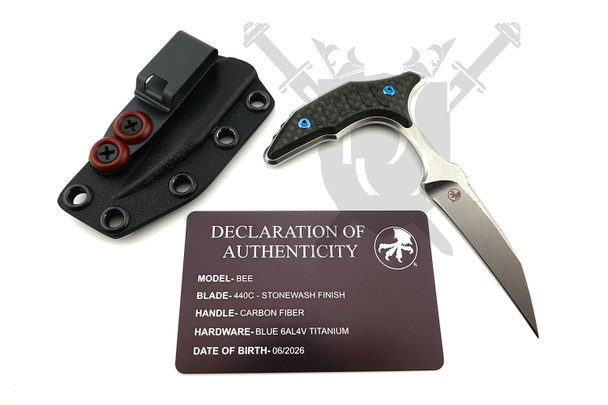 Microtech Marfione Select Bee 218-10MS5 push dagger with Kydex sheath and Declaration of Authenticity card