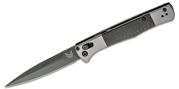 Benchmade Auto Foldin FACT Black DLC Spear Point Blade with Carbon Fiber Inlays