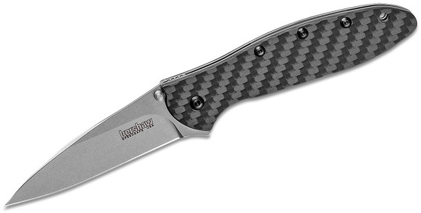 Kershaw Ken Onion Leek AssistedCPM-154 Stonewashed Knife with Carbon Fiber Handles