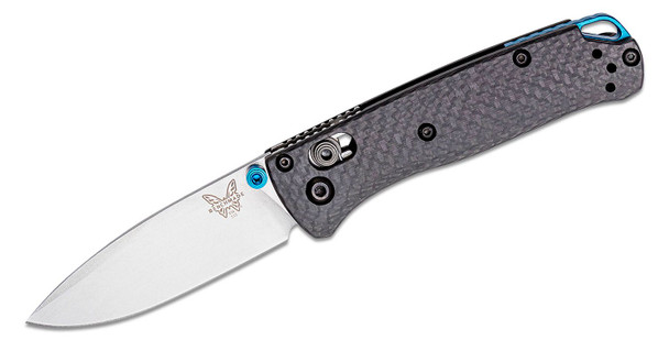 Benchmade Mini Bugout AXIS Folding Knife S90V Satin Plain Blade Carbon Fiber Handles