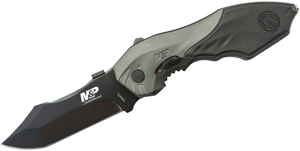 Smith & Wesson SWMP5L M&P MAGIC Assisted Flipper Black Plain Blade, Black Aluminum Handles with Rubber Inserts