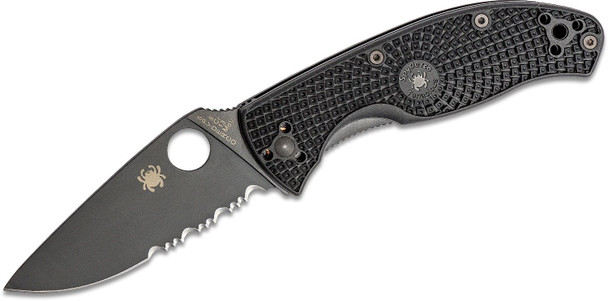 Spyderco Resilience Lightweight Folding Knife Black Oxide Combo Blade, Black FRN Handles