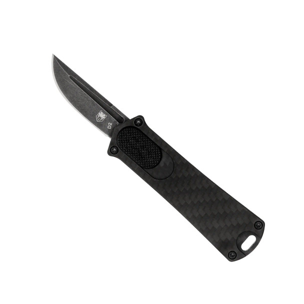 CobraTec OTF Automatic Black With Carbon Fiber 952 Drop Point Non Serrated