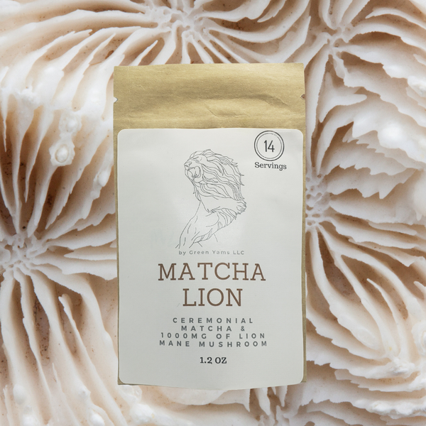 Unleash nature's power with Matcha Lion, blending antioxidant-rich matcha with brain-boosting Lion's Mane mushrooms. A quick, wholesome boost in a packet!