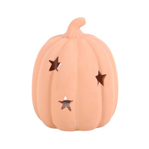 Terracotta Pumpkin Tea Light Holder with Stars Terracotta Pumpkin Tea Light Holder with Stars