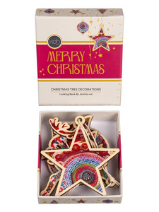 Aboriginal Looking Back 4 pack Christmas Decorations Aboriginal Looking Back 4 pack Christmas Decorations