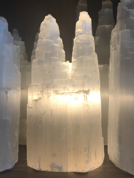 Twin tower selenite Crystal lamp