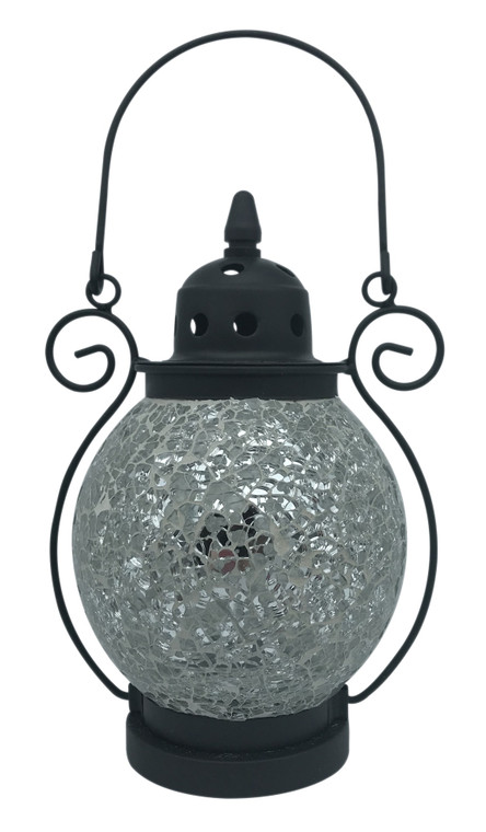 Silver Crackle Mosaic Tea Light Lantern