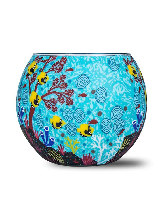 Aboriginal Butterfly Fish Glowing Tea Light Holder