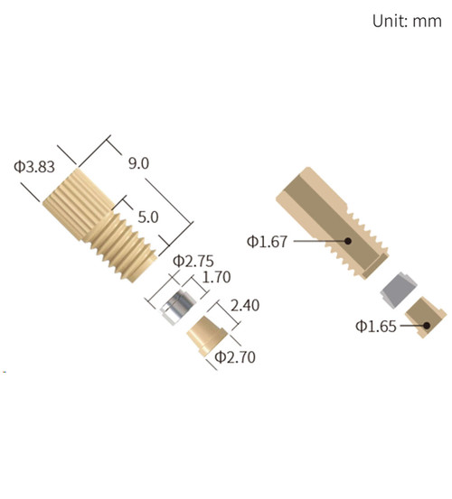 Ultra-mini Flangeless PEEK Fitting, PEEK Ferrule, SS Ring, 1/16