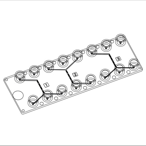 Microfluidic Herringbone Mixer, Inlet Variation, Luer