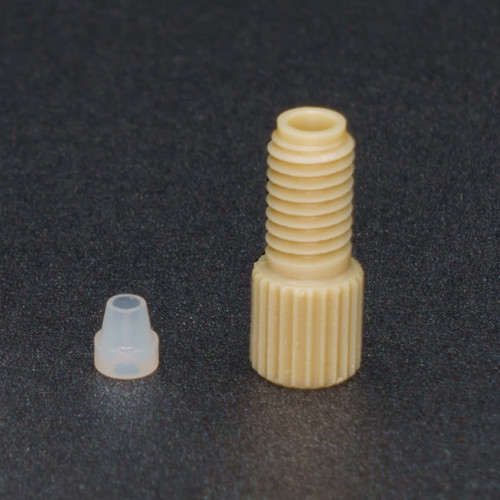 Flangeless Fitting, PEEK/ETFE, 10-32 Flat Bottom, 1/16" OD Tubing
