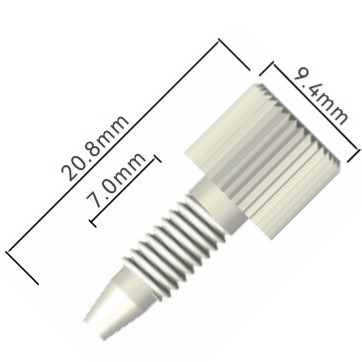 10-32 One-Piece Fingertight Fitting, Knurled, PEEK, 1/16" OD Tubing