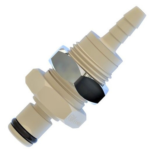 Non-Valved Male, Polypropylene Panel Mount with Barb for 1/16" to 1/4" Hose (A6 Series)