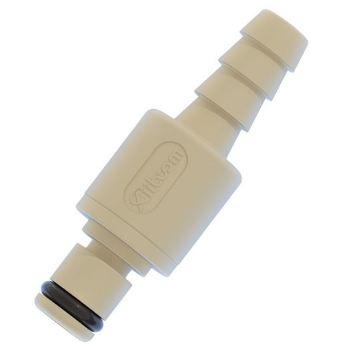 Valved or Non-Valved, Male, Polypropylene In-Line with Barb for 1/16" to 1/4" Hose (A6 Series)