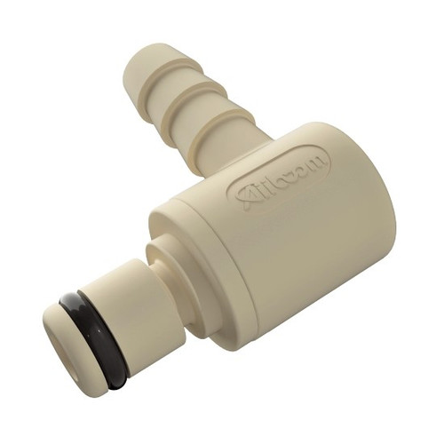 Valved or Non-Valved, Male, Polypropylene Elbow with Barb for 3/32" to 1/4" Hose (A6 Series)