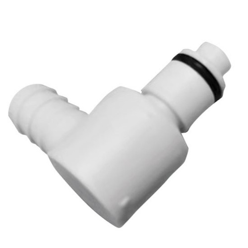 Valved Male, Acetal Elbow with Barb for 1/4" or 3/8" Hose (B0 Series)
