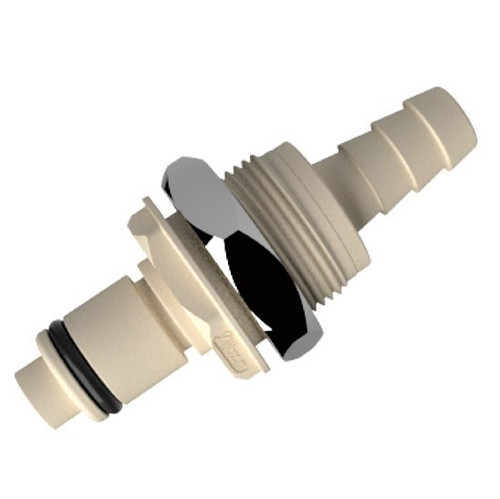 Non-Valved Male, Polypropylene Panel Mount with Barb for 1/4" to 3/8" Hose (B6 Series)