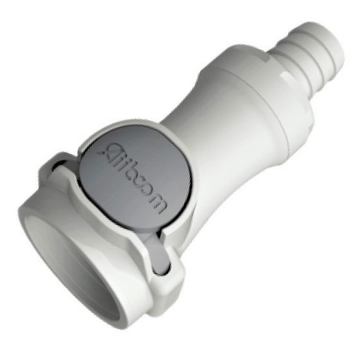 Large Valved Female, Polypropylene In-Line with Barb for 3/8" or 1/2" Hose (C6 Series)