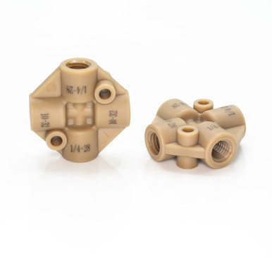 Threaded Cross Connector, PEEK