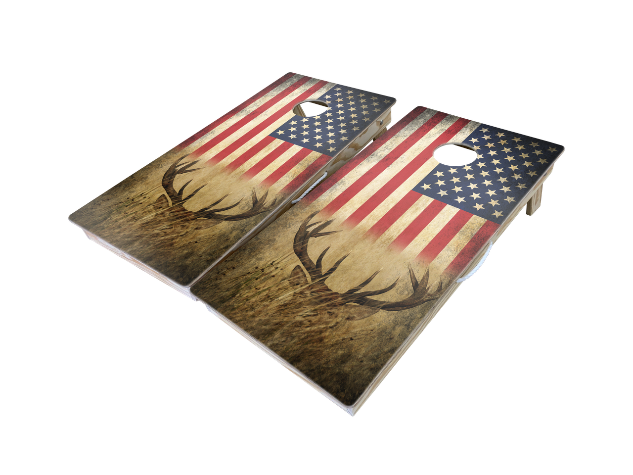 American Flag Deer Cornhole Board Wrap – Laminated Vinyl Decal Skin 2ft X 4ft