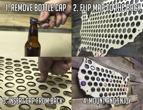 stained america flag beer cap map