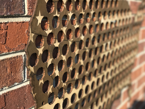 stained america flag beer cap map