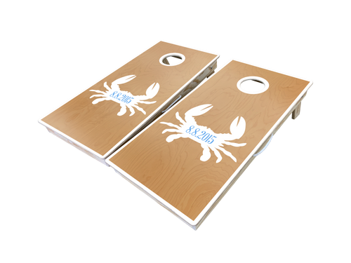 Wedding Date Crab Custom Cornhole Board Set