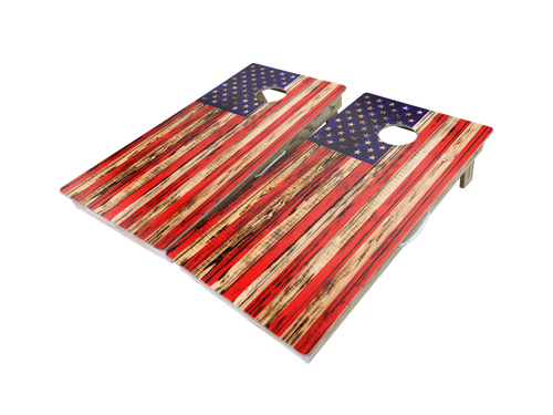 Burned American Flag Cornhole Board Set and Bags