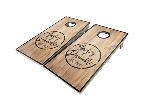 Rustic Monogram Cornhole Board Set