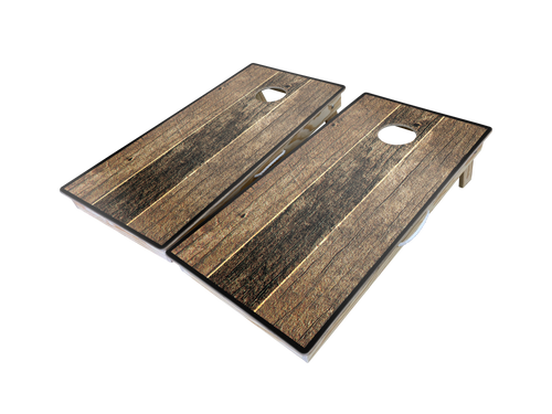 Dark Wooden Planks Cornhole Board Set