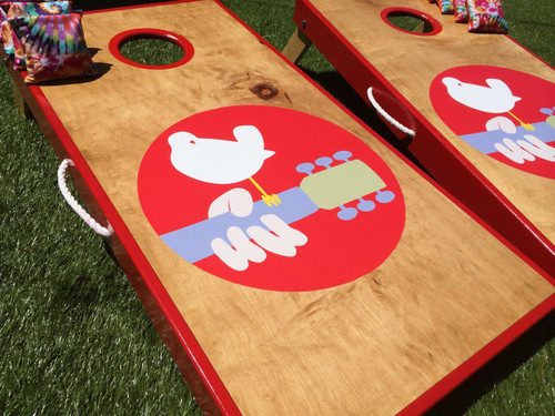 Real Birch Stained Woodstock Cornhole Board Set