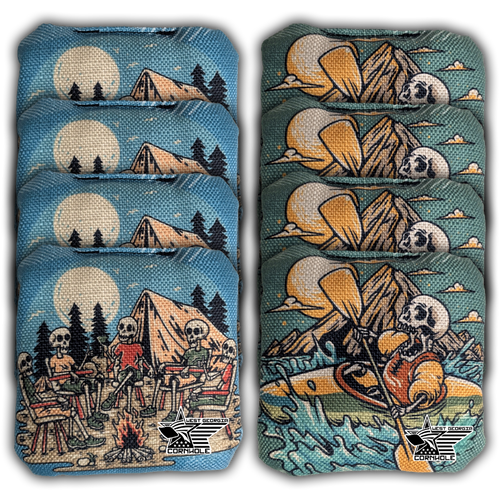 camping skeletons cornhole toss bags
