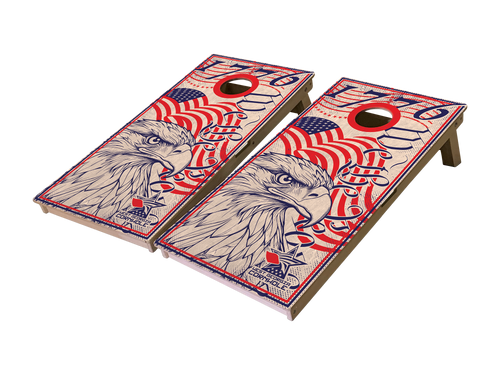 1776 with eagle american flag design competitive high quality cornhole board set