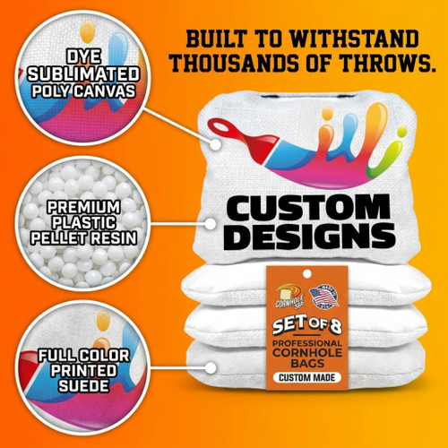 Custom Stick & Slide Cornhole Toss Bags (8 Bags)