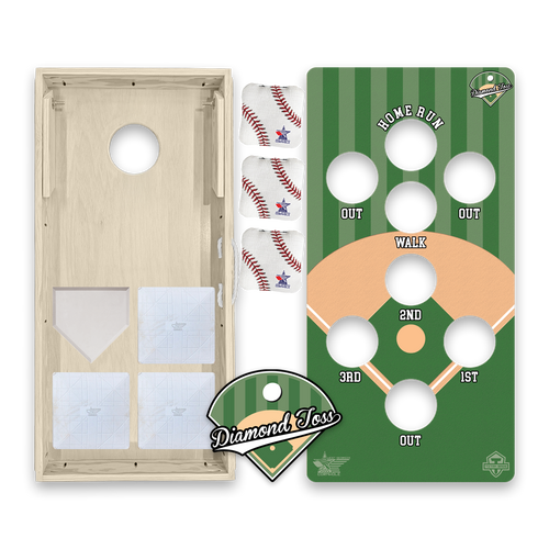 diamond toss cornhole baseball toss game board with bases and bags